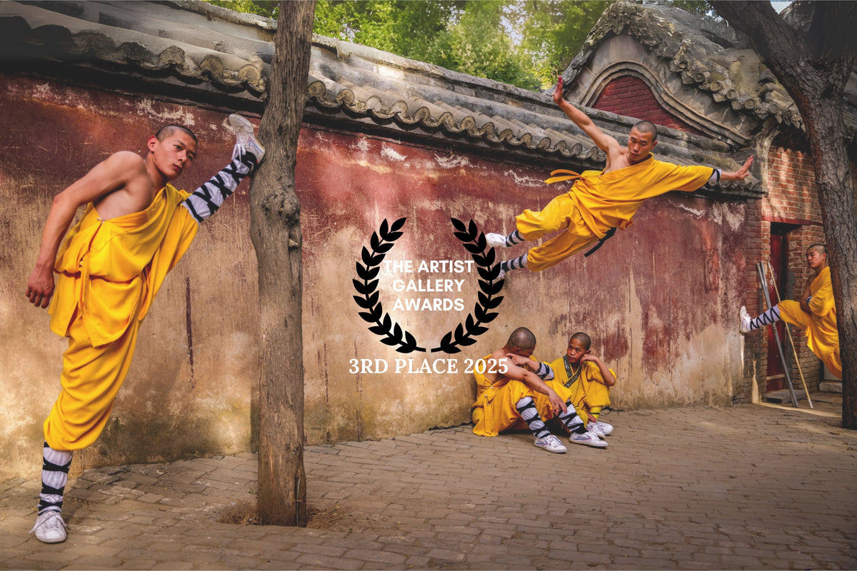 Young monks practising the Fei Bi technique at Shaolin Temple, China.