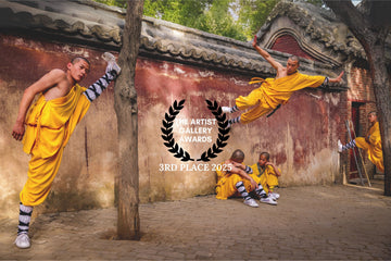 Young monks practising the Fei Bi technique at Shaolin Temple, China.