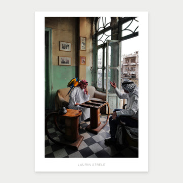 A1 photo poster of Dice and Feathers by Laurin Strele, shown with a white border and light-grey artist name.