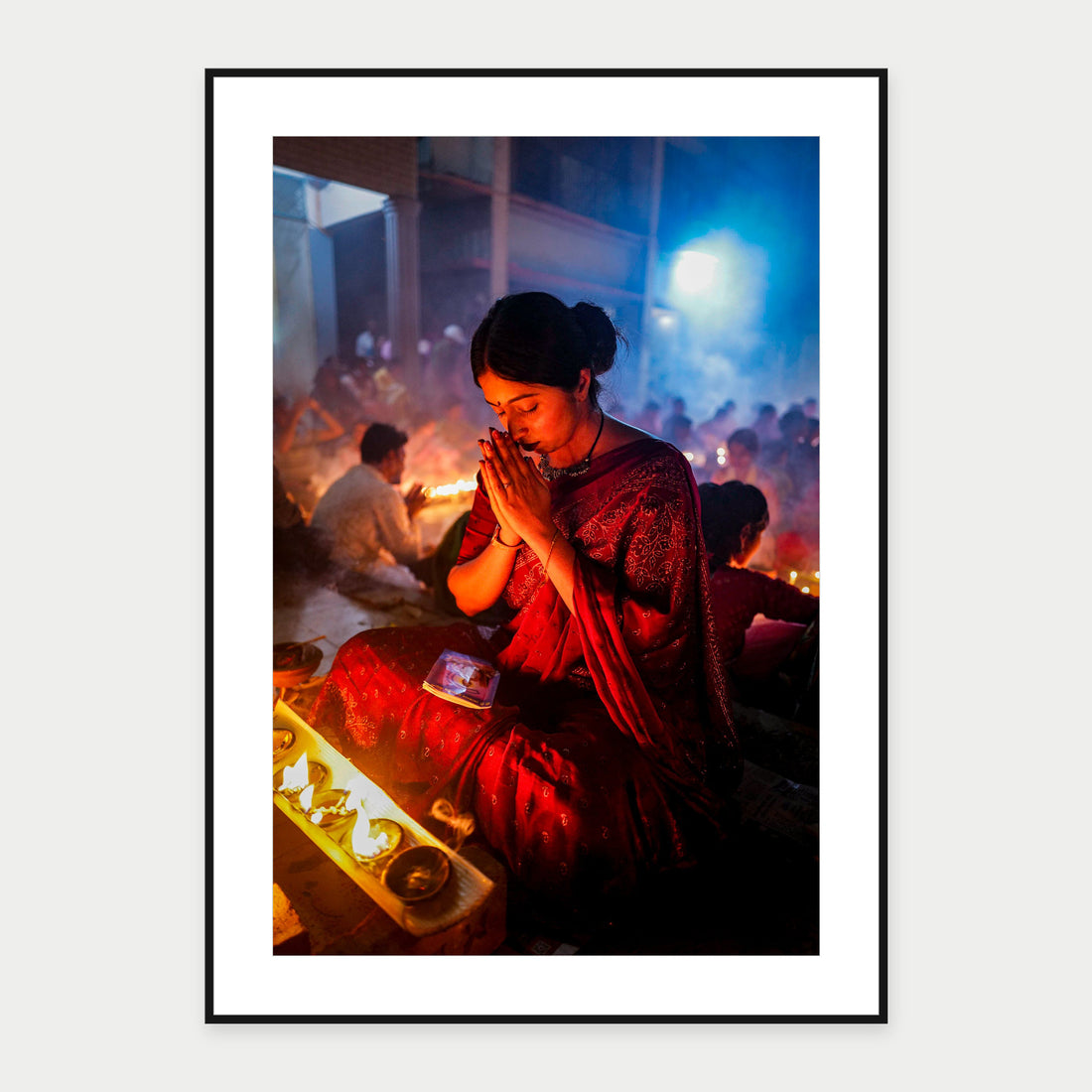 Black-framed display mockup of Diwali Prayer by Laurin Strele; frame shown for illustration.