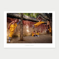 A1 poster of Flying Wall at Shaolin Monastery, Henan, China, by Laurin Strele, with a white border and light-grey artist name.