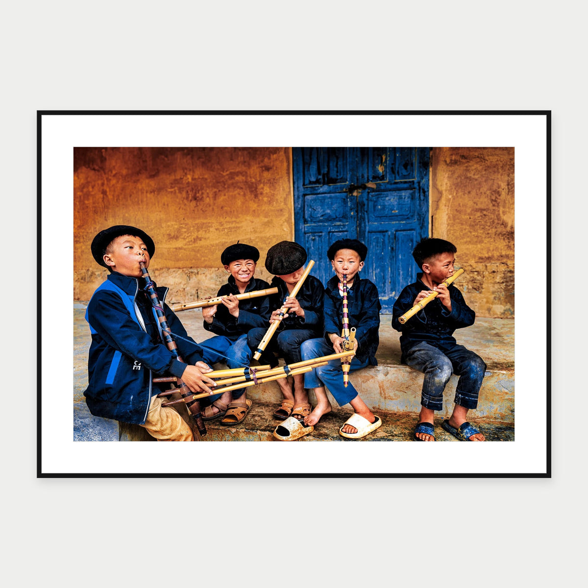 Black-framed display mockup of Ha Chiang Boyband by Laurin Strele; frame shown for illustration.