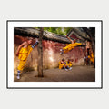 Black-framed display mockup of Flying Wall, Shaolin by Laurin Strele; frame shown for illustration.