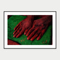Black-framed display mockup of Working Hands by Laurin Strele; frame shown for illustration.