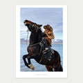 A1 photo poster of Young Eagle Hunter, Mongolia by Laurin Strele, shown with a white border and light-grey artist name.
